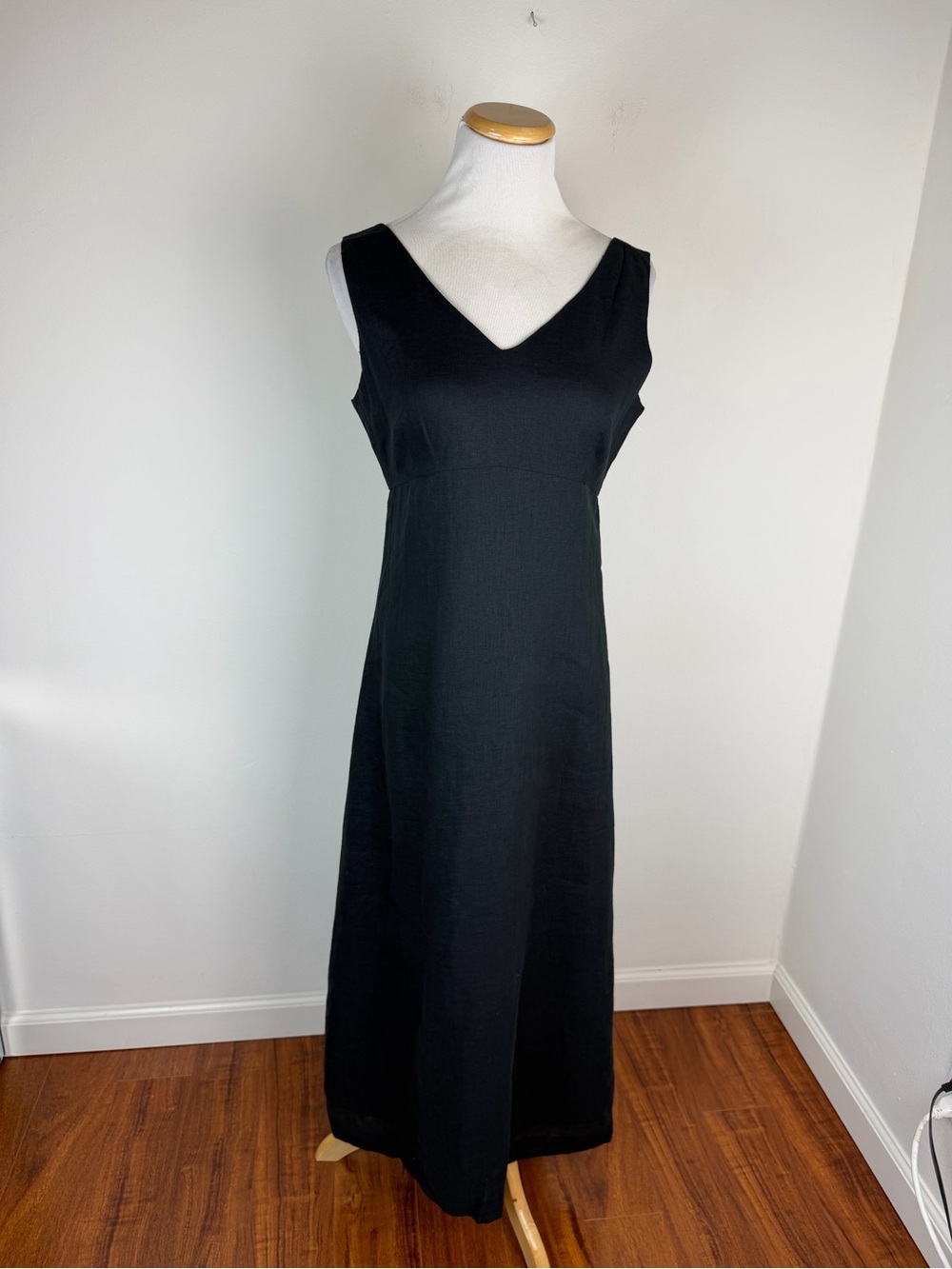 Banana Republic Vintage Y2K Linen Midi Dress Black Size 4